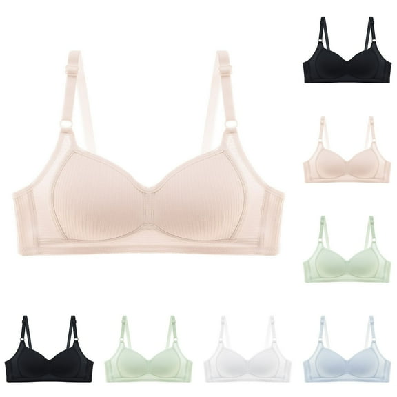 LOVZFMLL Bras for Women or Teen Girl Solid Color Comfort Soft Breathable Bras No Underwire Push Up Full Coverage Bra Everyday Bralettes Black 2XL