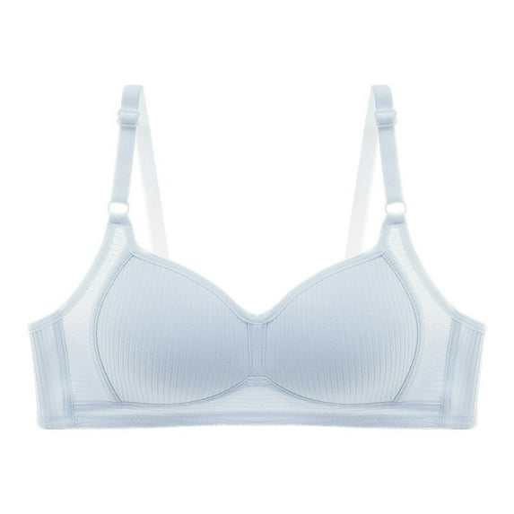 LOVZFMLL Bras for Women or Teen Girl Solid Color Comfort Soft Breathable Bras No Underwire Push Up Full Coverage Bra Everyday Bralettes Light Blue L