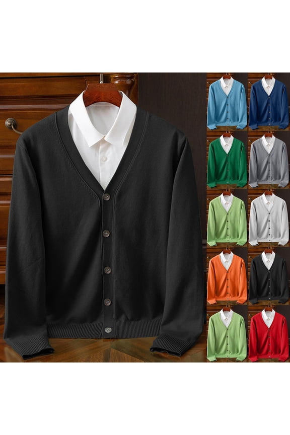 Cardigan Sweater for Men Button Down Knit Blazer Long Sleeve Relaxed Fit Jacket Coat Fall Winter Outerwear