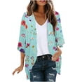 thumbnail image 1 of LOVZFMLL Cardigan for Women Kimono Floral Chiffon Cover Up Open Front Loose Tops for Summer Beach Short Sleeve Boho Outfit, 1 of 5