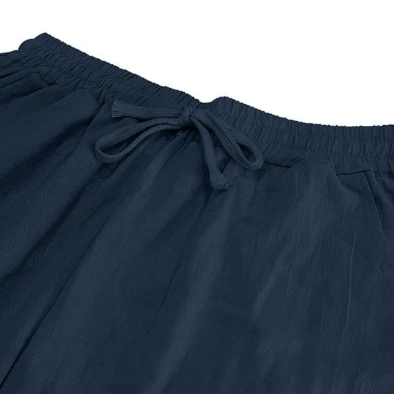 LOVZFMLL Casual Full Pants for Men, Men's Loose Fit Straight Leg Solid Joggers Running Pants Trousers Lounge Pants with Pockets Navy 3XL