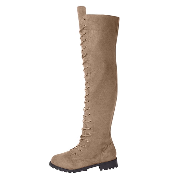 LOVZFMLL Cowboy Boots for Women Knee High Winter Boots Side Zipper Round Toe Slip Resistant Low Block Heel Casual Fall Winter Fashion