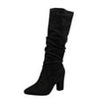 thumbnail image 1 of LOVZFMLL Cowboy Boots for Women Mid Calf Chelsea Boots Pointy Toe Slip Resistant Mid Block Heel Stacked Fall Winter Fashion, 1 of 8