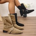 thumbnail image 1 of Lovzfmll Cowboy Boots for Women Mid Calf Stovepipe Boots Buckle Pointy Toe Slip Resistant Low Block Heel Western Fall Fashion, 1 of 8