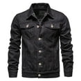 thumbnail image 1 of LOVZFMLL Denim Jackets for Men Casual Slim Vintage Trucker Jean Jacket Button Down Coats Tops Spring Fall Outerwear with Pockets, 1 of 3
