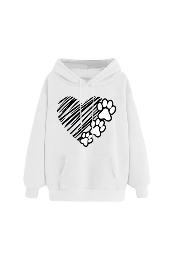 Essentials Hoodie Classic Heart Print Long Sleeve Hooded Pullover Fall Clothes 2025 Women Fashion Comfort Streetwear Tops