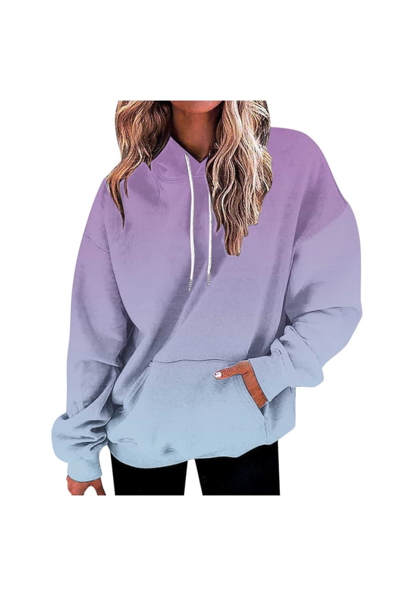 Essentials Hoodie Gradient Color Long Sleeve Loose Fit Pullover Fall Clothes 2025 Women Fashion Casual Comfort Streetwear Hooded Sweatshirt