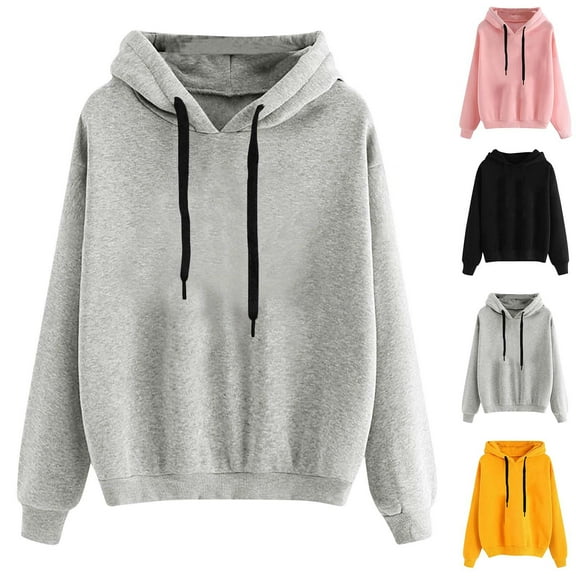 LOVZFMLL Essentials Hoodie Solid Color Long Sleeve Hooded Pullover Fall Outfits 2025 Basic Sweatshirt Women Fashion Comfort