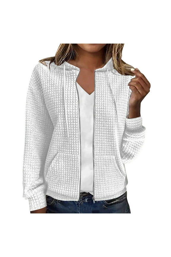 Essentials Hoodie Zip Up Solid Color Long Sleeve Jacket Fall Winter 2025 Women Fashion Outerwear Comfort Sweatshirt