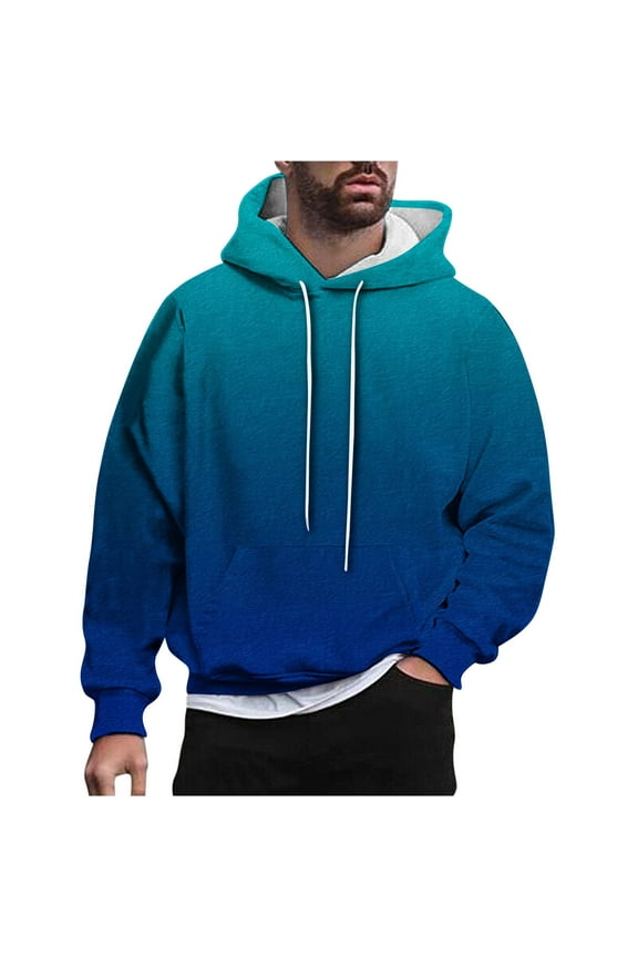 Essentials Hoodie for Men, Gradient Hooded Sweatshirt Pullover Tops Loose Fit Fall Clothes with Pockets Casual Wear