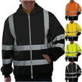 thumbnail image 1 of LOVZFMLL Essentials Hoodie for Men, Reflective Stripes Zip-Up Hooded Work Jacket Sanitation Work Clothes Match Color Sweatshirt, 1 of 6