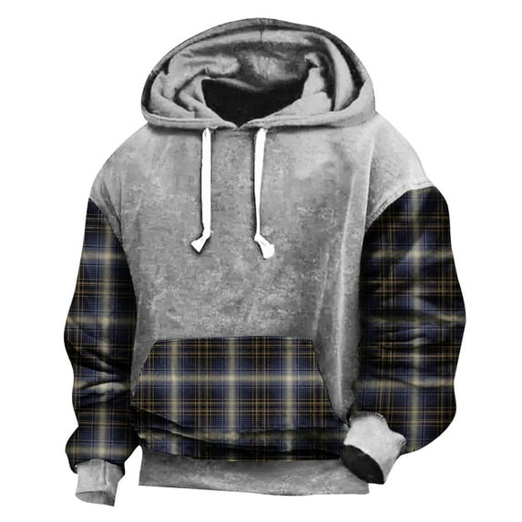 LOVZFMLL Essentials Hoodie for Men, Vintage Print Hooded Sweatshirt Casual Loose Fit Pullover Tops Fall Clothes with Pockets