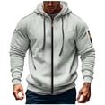 thumbnail image 1 of LOVZFMLL Essentials Hoodie for Men, Zip-Up Jacket with Zipper Pockets Athletic Outdoor Hooded Cargo Sweatshirt Outerwear, 1 of 5