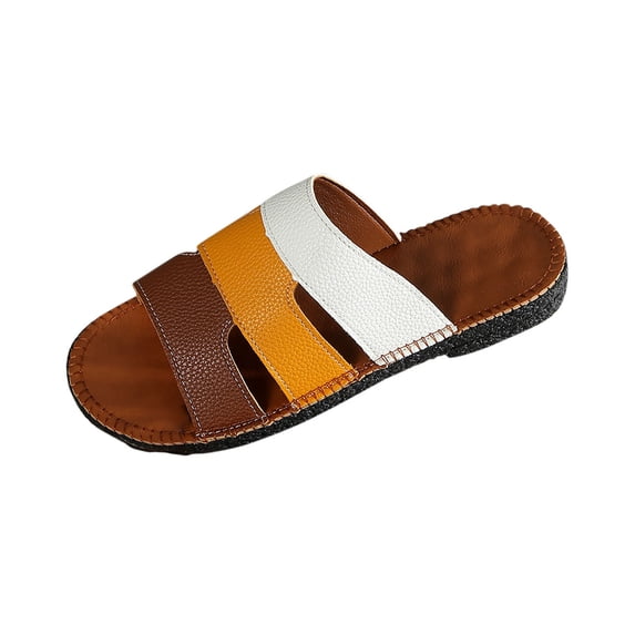 LOVZFMLL Flat Sandals for Women 2025 Slip On Open Toe Slides Sandals Summer Casual Outdoor Beach Vacation Slippers Yellow 9.5