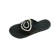 thumbnail image 1 of LOVZFMLL Flat Sandals for Women 2025 Summer Fashion Slip On Flip Flops Thong Casual Outdoor Beach Vacation Slippers Black 8.5, 1 of 6