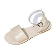 thumbnail image 1 of LOVZFMLL Flat Sandals for Women Open Toe Ankle Strap Summer Flat Shoes for Casual Outdoor Beach Vacation Walking Flats Beige 5.5, 1 of 8