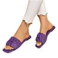 thumbnail image 1 of LOVZFMLL Flat Sandals for Women Pleated One Band Slippers for Summer Outdoor Walking Square Toe Open Toe Beach Slides Slip On Purple 5, 1 of 8
