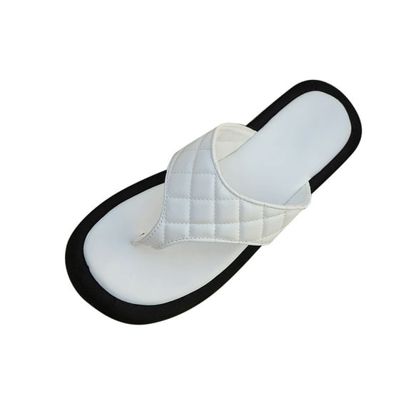 LOVZFMLL Flip Flops for Women 2025 Fashion Casual Thick Flat Thong Slippers Summer Outdoor Walking Beach Vacation Slippers White 5.5