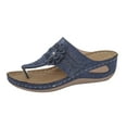thumbnail image 1 of LOVZFMLL Flip Flops for Women Casual Beach Vacation Comfort Walking Wedge Sandals Slip On Open Toe Clogs with Arch Support Blue 6, 1 of 9