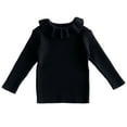 thumbnail image 1 of LOVZFMLL Girl's Sweater, Crew Neck Ribbed Pullover Solid Color Ruffle Neck, Casual Cute Stretchy Layering Top Fall Clothes Warm Winter Tops Toddler Girls Clothes for 2-3 Years, 1 of 4
