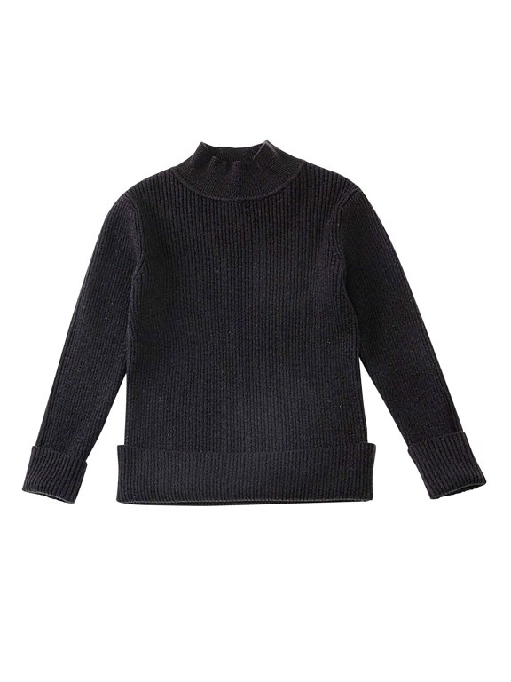 Girl's Sweater, Turtleneck Ribbed Pullover Solid Color, Casual Essential Stretchy Layering Top Fall Clothes Warm Winter Tops Toddler Girls Clothes for 4 Years