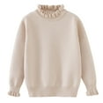 thumbnail image 1 of LOVZFMLL Girl's Sweater, Turtleneck Ribbed Pullover Solid Color, Casual Ruffle Neck Layering Top Fall Clothes Warm Winter Tops Kid Girls Clothes for 9-10 Years, 1 of 3