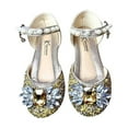 thumbnail image 1 of LOVZFMLL Girls Dress Shoes Mary Jane Wedding Party Shoes Glitter Rhinestone Princess Flat Footwear for Toddler Kids Gold 3-4 Years, 1 of 3