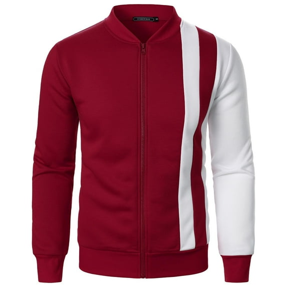LOVZFMLL Golf Jacket for Men Color Block Casual Zip Up Cardigan Sweatshirt Spring Fall Baseball Golf Coats Outerwear