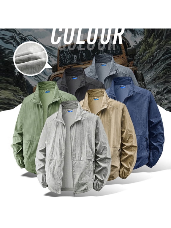 Golf Jacket for Men Lightweight Casual Windbreakers Zip Up Spring Fall Golf Coats Outerwear with Zipper Pockets