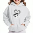 thumbnail image 1 of LOVZFMLL Hoodies for Girls Casual Heart Print Hooded Sweatshirt Solid Color Long Sleeve Pocket Loose Pullover Tops Little Girls Spring Fall Clothes 5-6 Years, 1 of 4