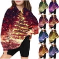 thumbnail image 1 of LOVZFMLL Hoodies for Girls Christmas Print Casual Loose Hooded Sweatshirt Long Sleeve Round Neck Pocket Pullover Tops Little Girls Spring Fall Clothes 4-5 Years, 1 of 3