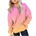 thumbnail image 1 of LOVZFMLL Hoodies for Girls Gradient Fashion Casual Loose Hooded Sweatshirt Long Sleeve Round Neck Pocket Pullover Tops Teen Girls Spring Fall Clothes 13-14 Years, 1 of 5