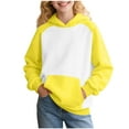 thumbnail image 1 of LOVZFMLL Hoodies for Girls Solid Color Casual Round Neck Color Block Hooded Sweatshirt Long Sleeve Pocket Pullover Tops Little Girls Spring Fall Clothes 11-12 Years, 1 of 8