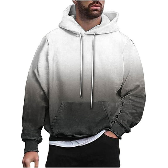 LOVZFMLL Hoodies for Men, Classic Gradient Loose Fit Hooded Sweatshirt Pullover Tops with Pockets Casual Wear Fall Clothes