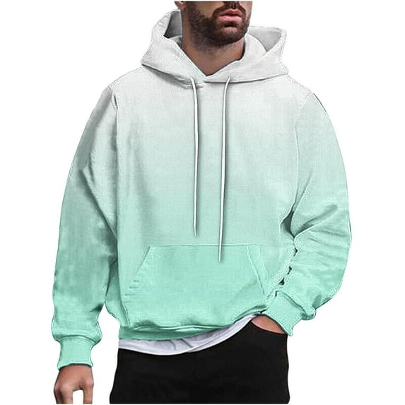 LOVZFMLL Hoodies for Men, Classic Gradient Loose Fit Hooded Sweatshirt Pullover Tops with Pockets Casual Wear Fall Clothes