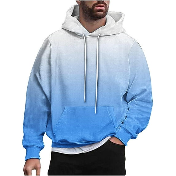 LOVZFMLL Hoodies for Men, Classic Gradient Loose Fit Hooded Sweatshirt Pullover Tops with Pockets Casual Wear Fall Clothes