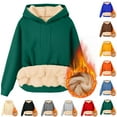 thumbnail image 1 of LOVZFMLL Hoodies for Men, Classic Solid Color Fleece-Lined Hooded Sweatshirt Pullover Winter Warm Cozy Casual Loose Tops, 1 of 7