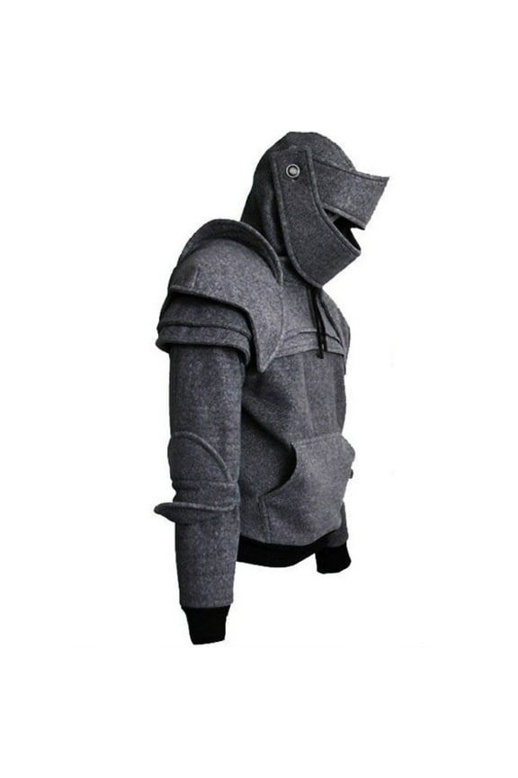 Hoodies for Men, Gothic Retro Mask Hooded Sweatshirt Pullover Knight Cosplay Costume Tops Fall Clothes with Pockets