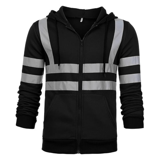 LOVZFMLL Hoodies for Men Reflective High Visibility Safety Hooded Sweatshirts Pullover Jacket Workers Surveyors Outerwear