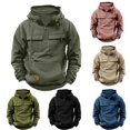 thumbnail image 1 of LOVZFMLL Hoodies for Men, Solid Cargo Hooded Sweatshirt with Multiple Pockets, Casual Athletic, Loose Fit Pullover Fall Clothes, 1 of 6