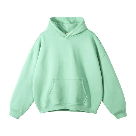 LOVZFMLL Hoodies for Men, Solid Color Fleece-Lined Hooded Sweatshirt Casual Loose Pullover Tops Winter Cozy with Pocket