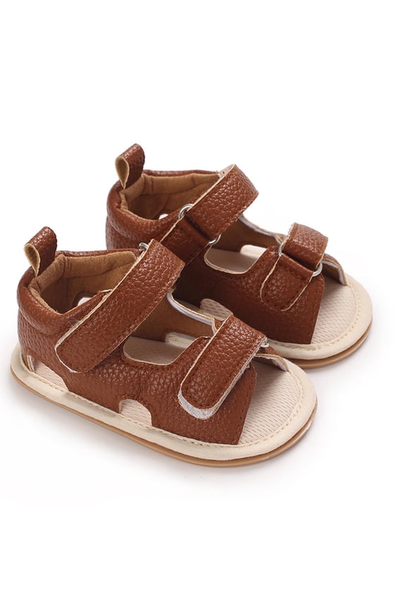 Infant Baby Boy Girl Sandals Summer Crib First Walkers Flat Shoes Soft Sole Anti-Slip Open Toe Outdoor for 6-12 Months Brown