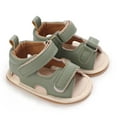thumbnail image 1 of LOVZFMLL Infant Baby Boy Girl Sandals Summer Crib First Walkers Flat Shoes Soft Sole Anti-Slip Open Toe Outdoor for 6-12 Months Green, 1 of 7