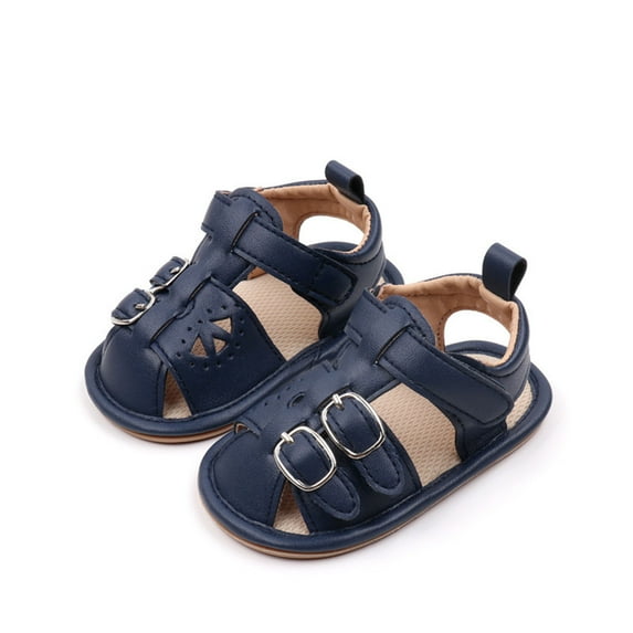 LOVZFMLL Infant Baby Boy Girl Summer Sandals Soft Sole Closed Toe First Walkers Shoes for Crib Prewalkers Outdoor Flat Shoes Blue 0-6 Months