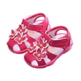 thumbnail image 1 of LOVZFMLL Infant Baby Girls Sandals Anti-Slip Squeaky Soft Sole Shoes for Summer Butterfly Cute Closed Toe Toddler Crib First Walking Shoes Hot Pink 0-6 Months, 1 of 9
