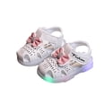 thumbnail image 1 of LOVZFMLL Infant Baby Girls Sandals Bow LED Light Up Hollow Summer Princess Shoes Closed Toe Crib Toddler Prewalker First Walking Shoes White 6-9 Months, 1 of 8