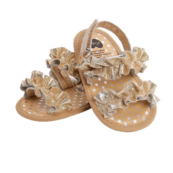 LOVZFMLL Infant Baby Girls Summer Sandals Non-Slip Soft Sole First Walker Outdoor Beach Dress Shoes Open Toe for 6-12 Months Gold