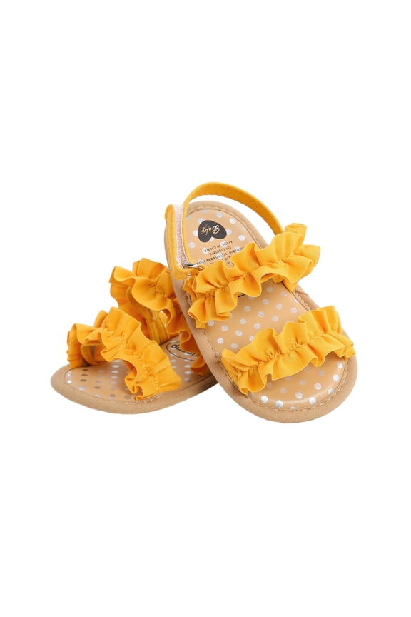 Infant Baby Girls Summer Sandals Non-Slip Soft Sole First Walker Outdoor Beach Dress Shoes Open Toe for 6-12 Months Yellow