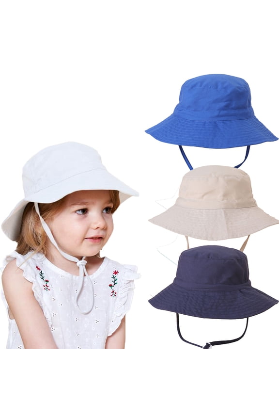 Infant Baby or Little Boys Girls Bucket Hat Adjustable Wide Brim Sun Protection Outdoor Beach Playing Sun Hat for Age 0-10 Years