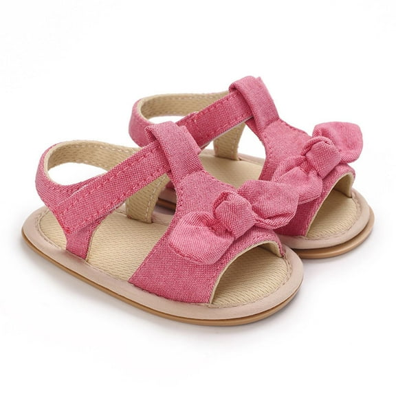 LOVZFMLL Infant Girls Flat Sandals Summer Beach Bowknot Shoes Outdoor Princess Dress Shoes for Baby Girls 6-12 Months First Walkers Shoes Hot Pink